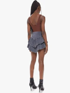 Outlet - The Ruffle Mini Skirt - Digging Up Dirt Denim | All Denim