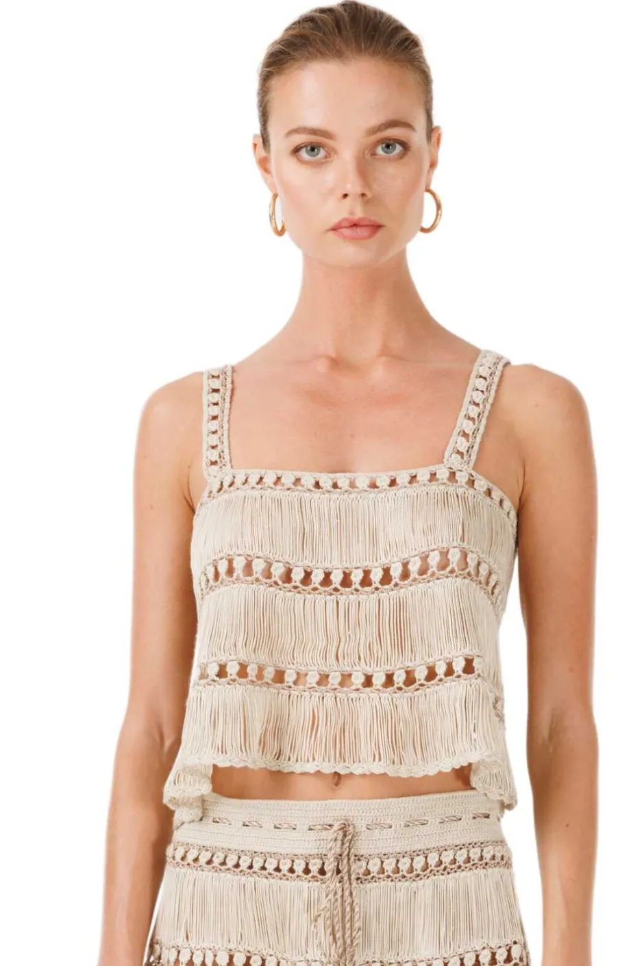 Best - Bonbon Hand Crotchet Top - Stone Crop Tops