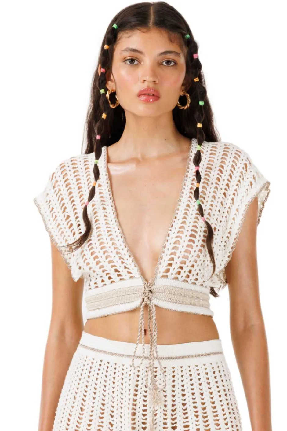 Sale - Lollipop Hand Crochet Top - Bronze Crop Tops