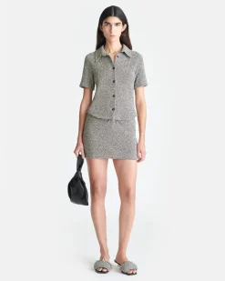 Online - Sammy Loopback Cotton Mini Skirt - Black/Cream Mini Skirts