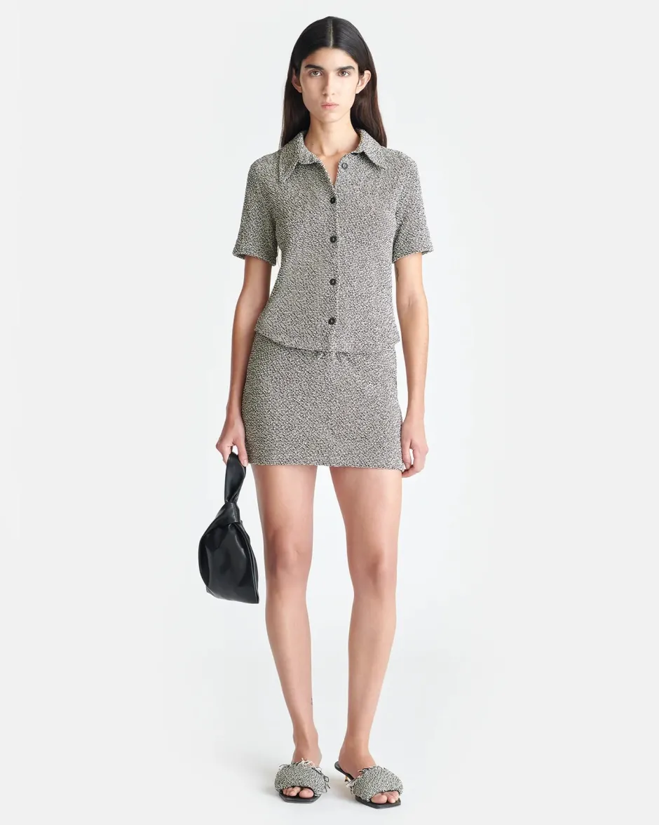 Online - Sammy Loopback Cotton Mini Skirt - Black/Cream Mini Skirts