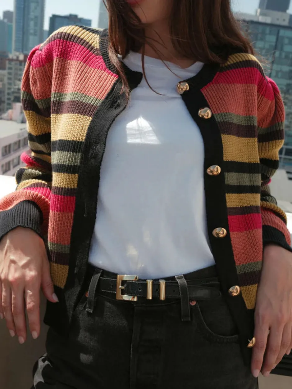 Online - Carmela Cardigan - Vintage Stripe Sweaters & Knits