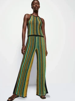 Sale - Cher Crochet Stripe Pant - Jungle Stripe Pants