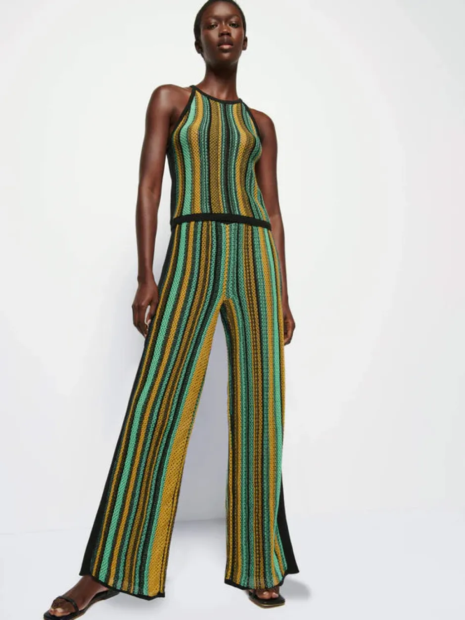 Sale - Cher Crochet Stripe Pant - Jungle Stripe Pants