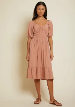 Best - Fabia Shirred Midi Dress - Bisou Dresses | Midi