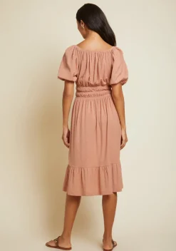 Best - Fabia Shirred Midi Dress - Bisou Dresses | Midi