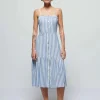 Outlet - Luciana Dress - Parisian Blue Stripe Dresses | Midi