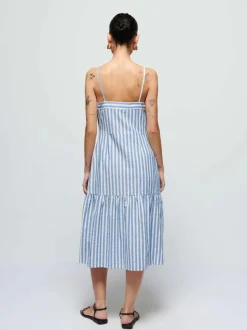 Outlet - Luciana Dress - Parisian Blue Stripe Dresses | Midi