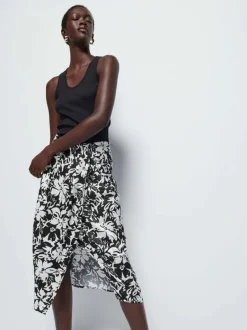 Online - Suri Sarong - Black Botanical Floral Coverups | Long Skirts