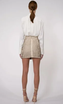 Outlet - Kaiden Leather Skirt - Crema Mini Skirts