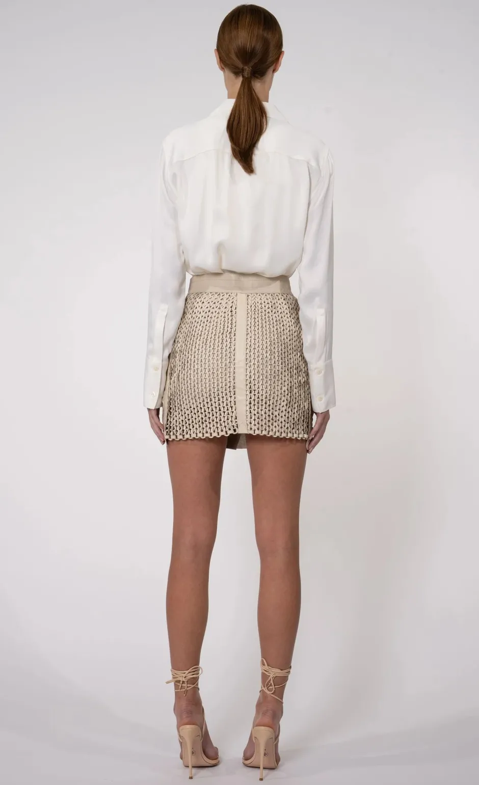Outlet - Kaiden Leather Skirt - Crema Mini Skirts
