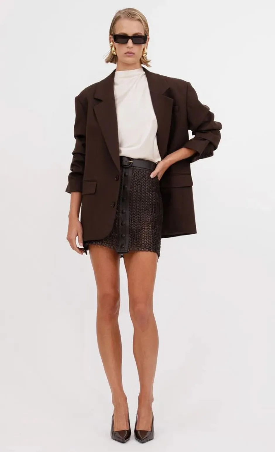 Discount - Kaiden Leather Skirt - Chocolate Mini Skirts