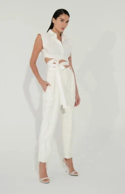 Outlet - Pia Sequin Pants - White Pants