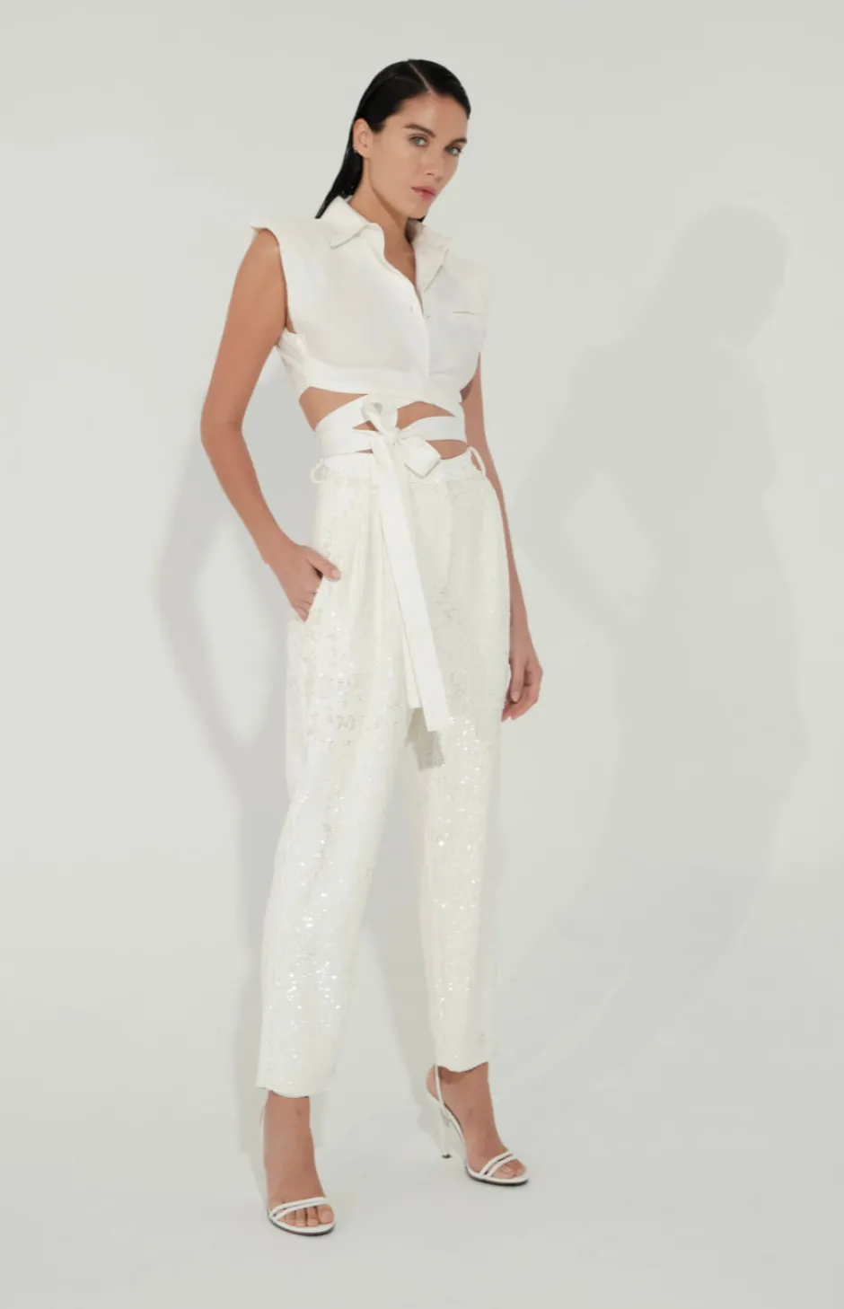 Outlet - Pia Sequin Pants - White Pants
