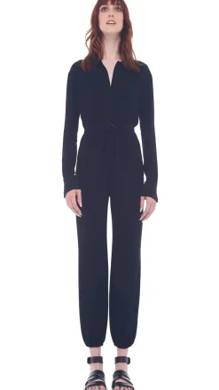 Outlet - NK Shirt Jog Jumpsuit - Black Pants Jumpsuits