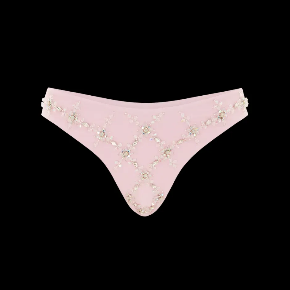 Online - Rose Luxe Self-Tie Bikini Bottom - Pink Bikini