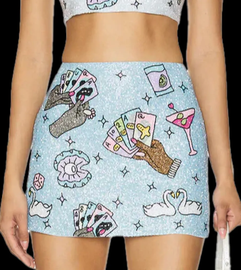 Fashion - Vegas Crop Skirt - Blue Mini Skirts