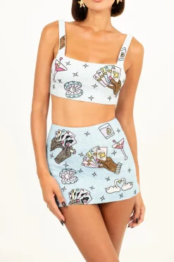 Discount - Vegas Crop Top - Blue Crop Tops