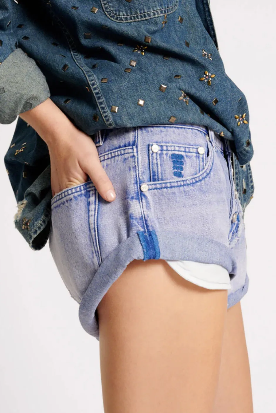 Online - Cupid Blue Bandits Low Waist Denim Shorts - Cupid Blue Shorts | Denim