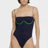 Clearance - Lumière Underwired Maillot - Emerald Green/Night Blue One Piece