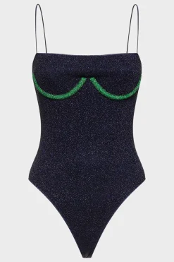 Clearance - Lumière Underwired Maillot - Emerald Green/Night Blue One Piece