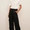 New - Monica Cargo Linen Pants - Black Pants