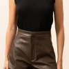 New - Vegan Leather Shorts - Chocolate Shorts