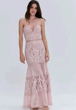 Outlet - Aura Lace Midi Skirt - Rose Long Skirts