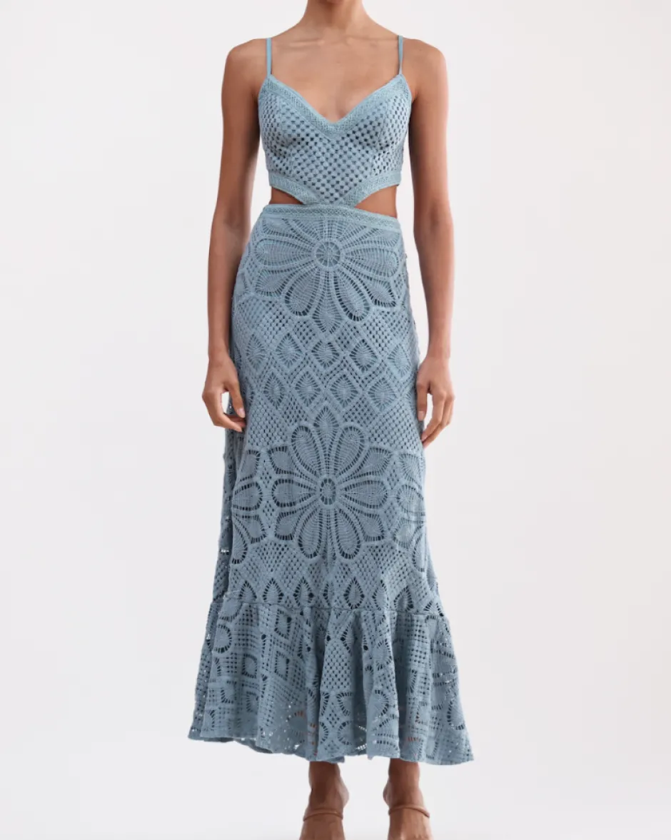 Discount - Camila Coelho Crochet Midi Dress - Blue Midi | Midi Dresses