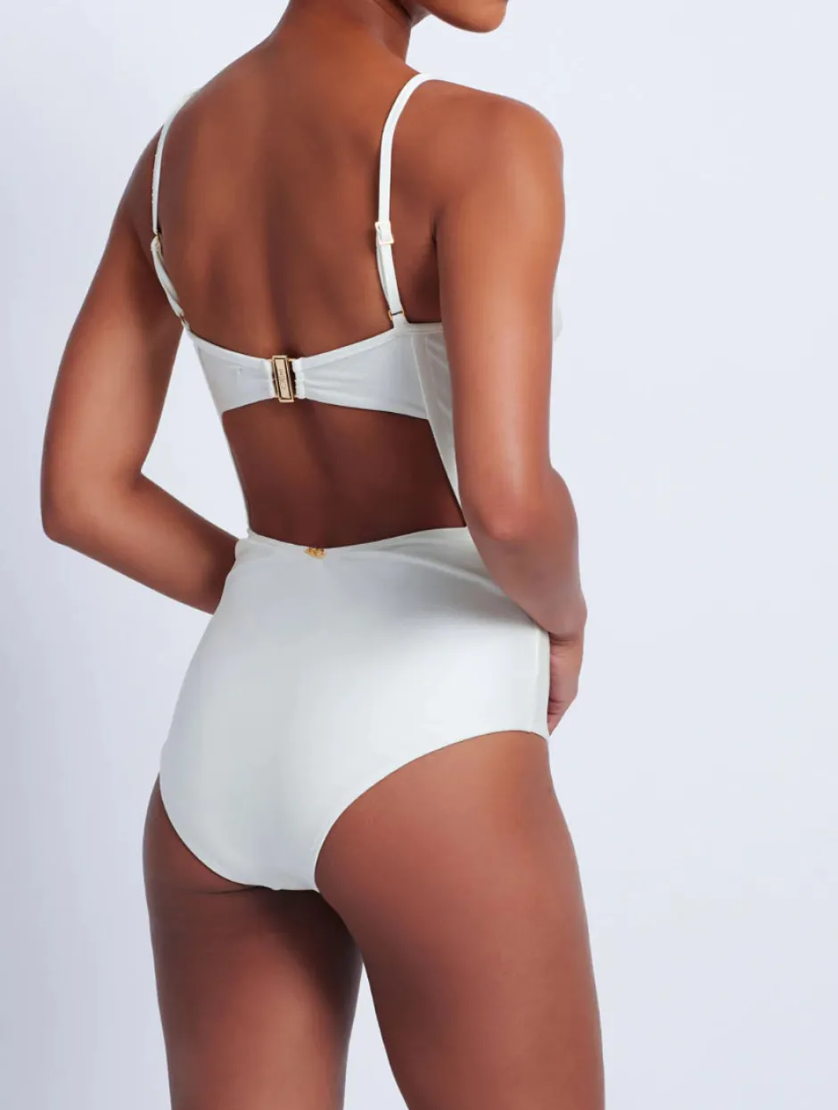 Fashion - Corset Waist One Piece - White One Piece