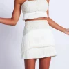 Clearance - Crochet Fringe Mini Skirt - Wheat Mini Skirts