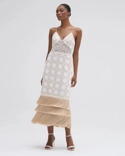 Hot - Crochet Plunge Midi Dress - Off White Midi | Midi Dresses