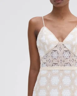 Hot - Crochet Plunge Midi Dress - Off White Midi | Midi Dresses
