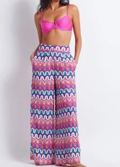 Fashion - Crochet Wide Leg Pants - Pink Multi Coverups | Pants
