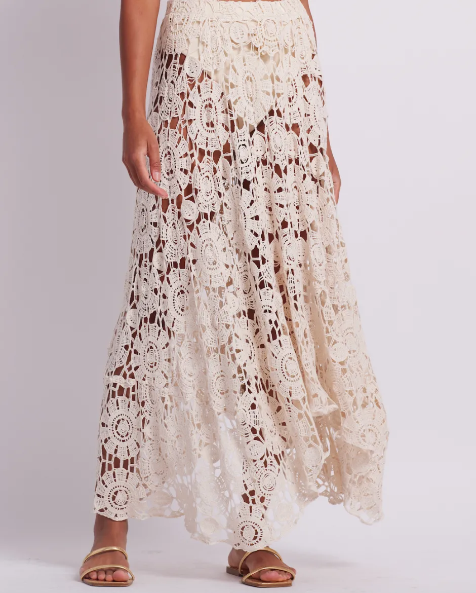 Outlet - Crotchet Beach Skirt - Wheat Long Skirts