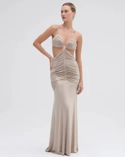 New - Dune Jersey Cut Out Dress - Beige Long Dresses | Dresses
