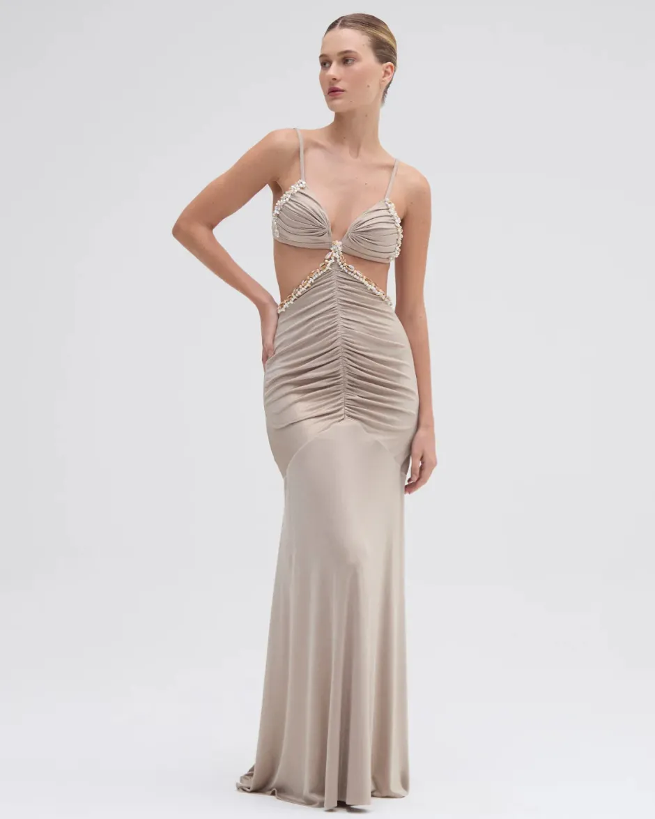 New - Dune Jersey Cut Out Dress - Beige Long Dresses | Dresses
