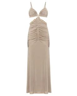 New - Dune Jersey Cut Out Dress - Beige Long Dresses | Dresses