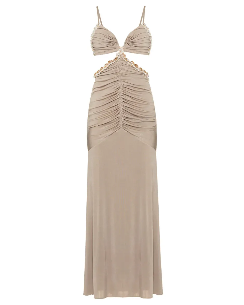 New - Dune Jersey Cut Out Dress - Beige Long Dresses | Dresses
