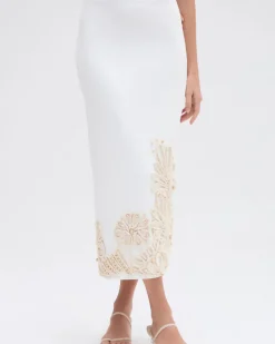 Online - Dune Knit Skirt - Off White Long Skirts