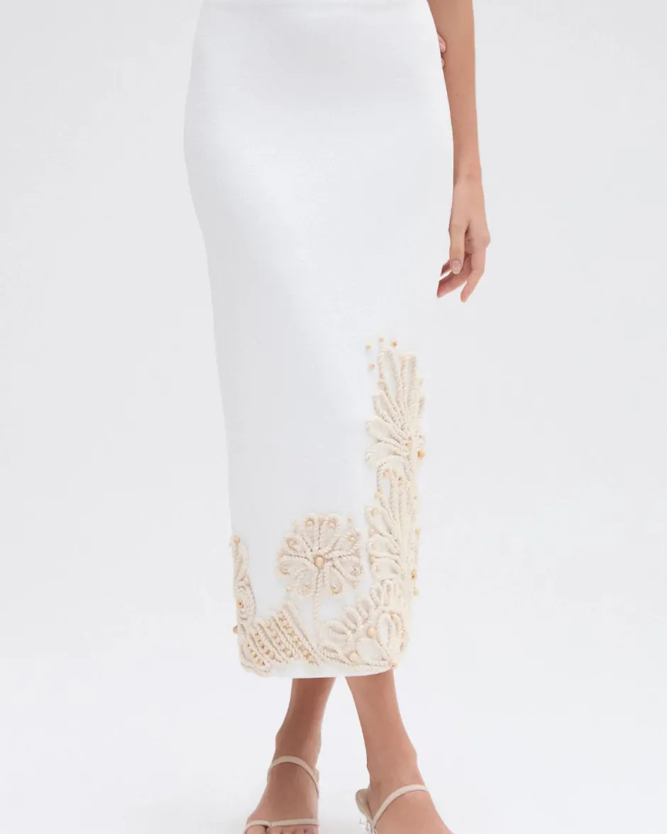 Online - Dune Knit Skirt - Off White Long Skirts