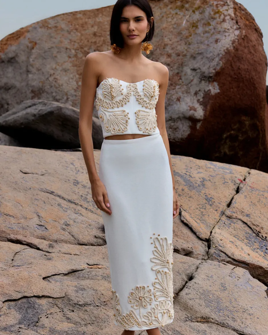 Online - Dune Knit Skirt - Off White Long Skirts