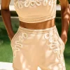 Online - Embroidered Linen Top - Sand Crop Tops
