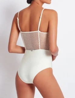 Fashion - Floral Crochet One Piece - Ivory One Piece