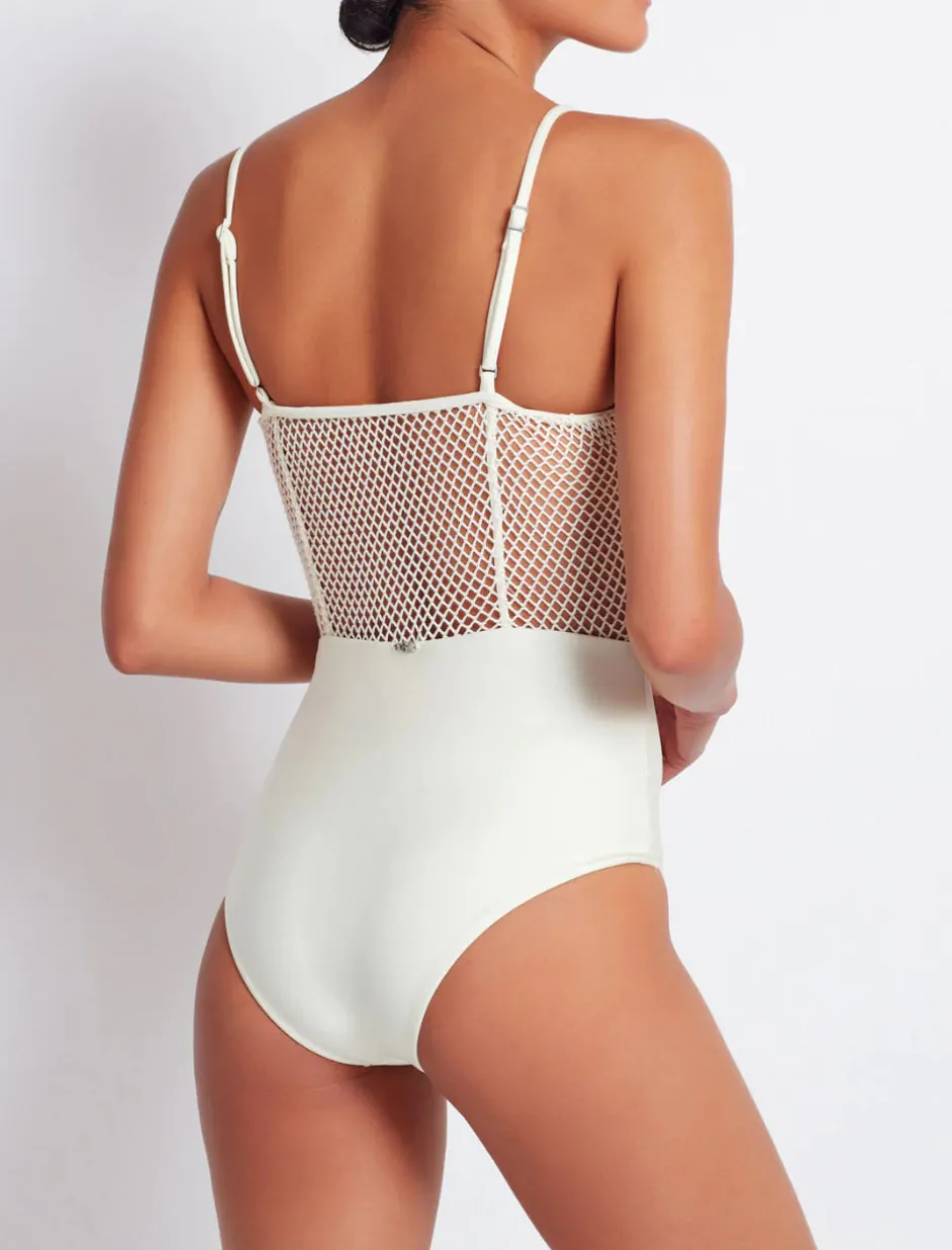 Fashion - Floral Crochet One Piece - Ivory One Piece