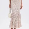 Clearance - Flower Crochet Skirt - Beige Long Skirts