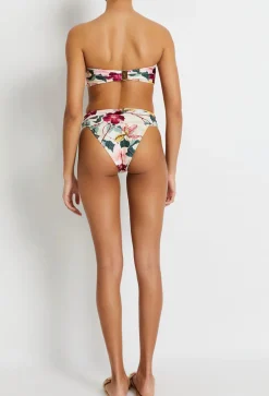 Hot - Hibiscus Cheeky Bikini Bottom - Vanilla Bikini