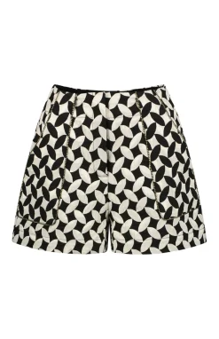 Best - Jacquard High Waist Shorts - Black/white Shorts