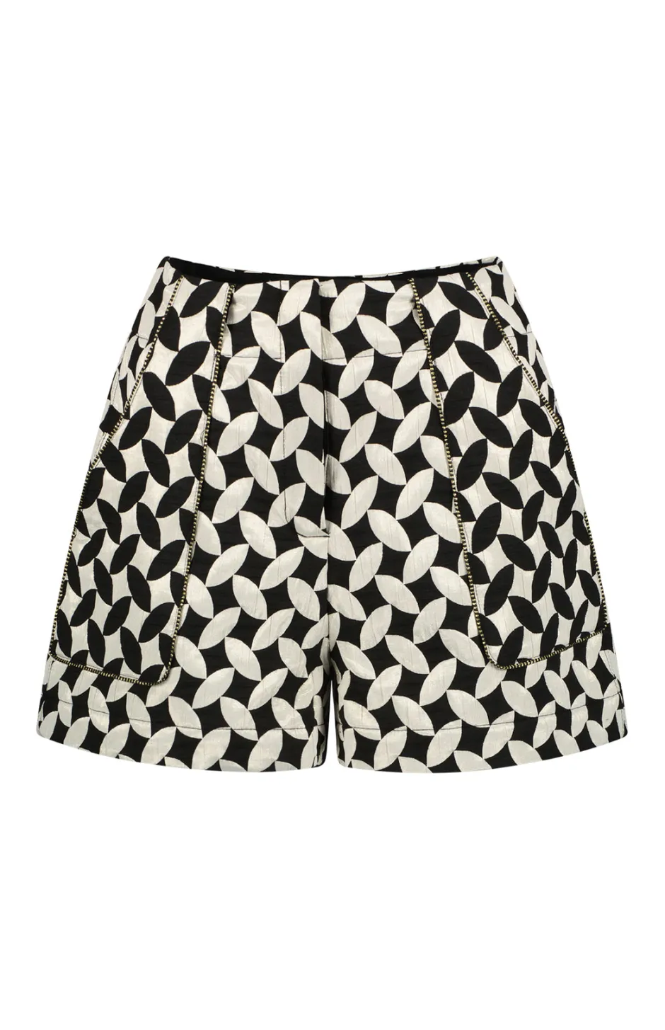 Best - Jacquard High Waist Shorts - Black/white Shorts