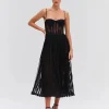 Discount - Lurex Tulle Bustier Midi Dress - Black Dresses | Long Dresses